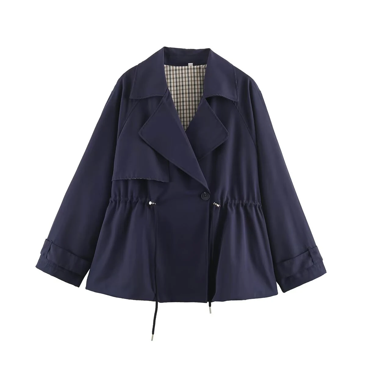 European and American style 2026 autumn new women's clothing design sense versatile plaid double breasted trench coat jacket