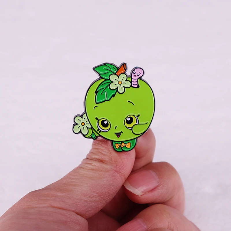 Grüne Apfel blüte Emaille Pin Cartoon Abzeichen Kind Geschenk Rucksack dekorieren