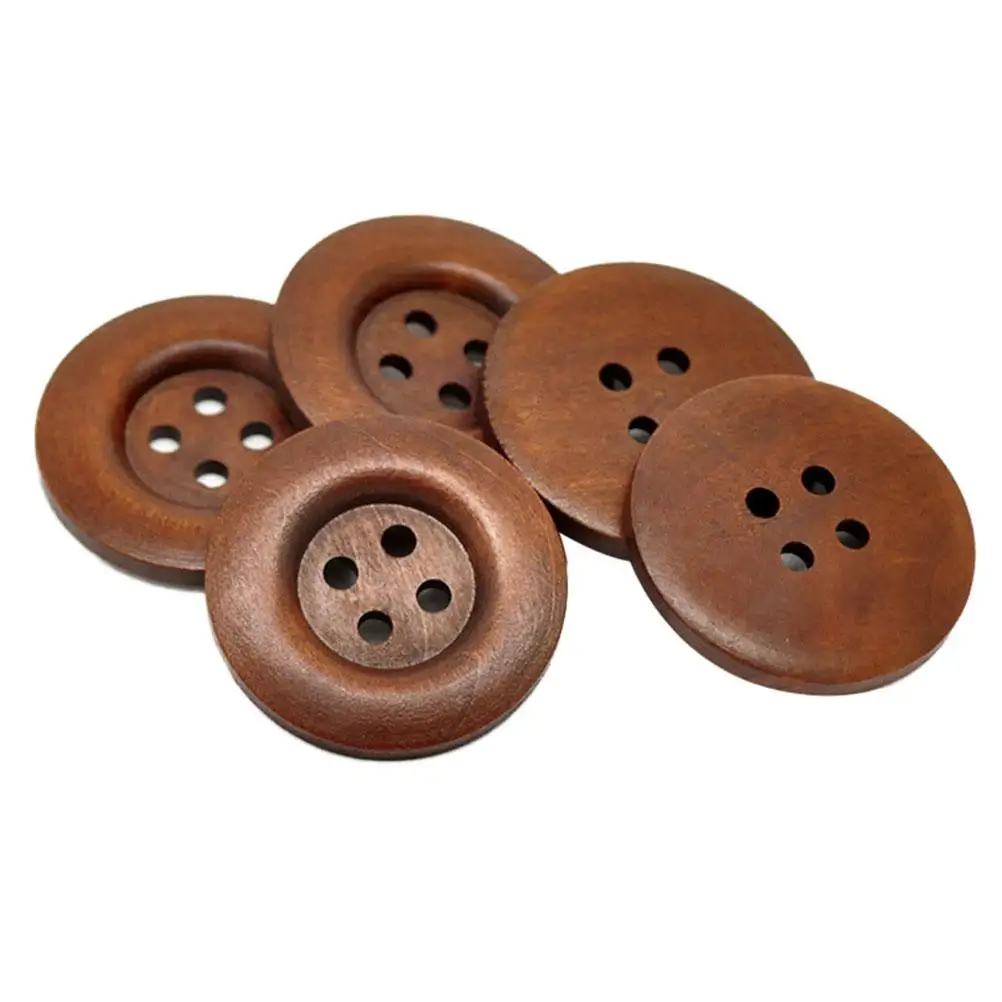 

30 PCS Handmade Buttons Sewing for Weave Four Holes Wood Bamboo Wooden Decorative