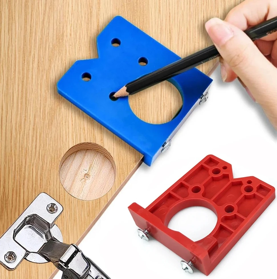 

Приспособление для петель 35 мм с направляющей для сверла и резаком для отверстий, для скрытой установки петель двери шкафа, набор сверл для деревообрабатывающей мебели