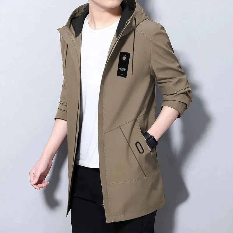 Fashion Zipper Spliced Pockets Korean Lace Up Hooded Coats Men's Clothing 2024 Spring New Loose All-match Tops Casual Jackets