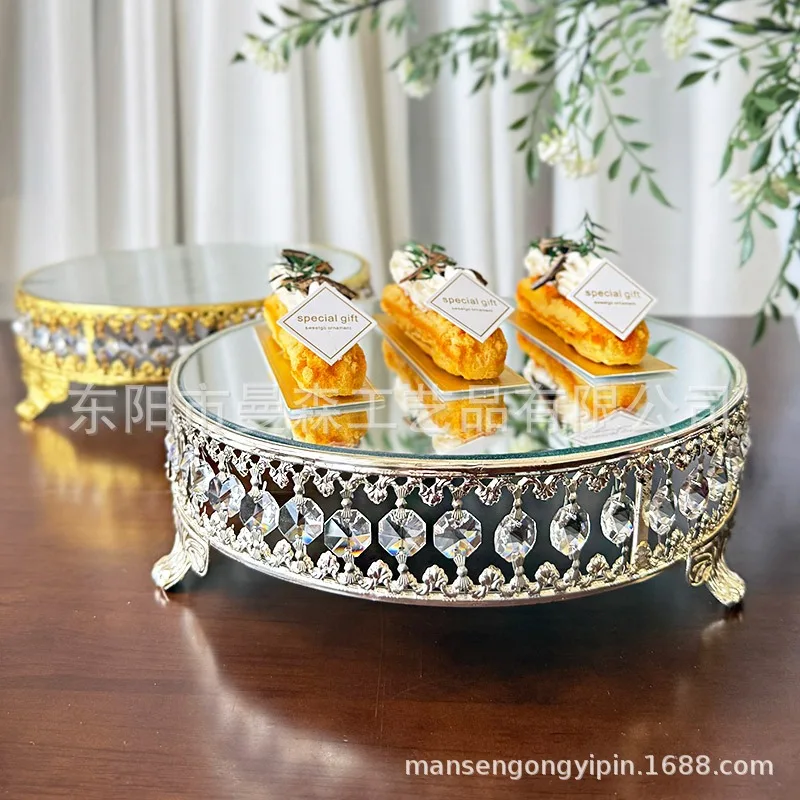 Crystal fruit plate Mirror tray Wedding arrangement Dessert table Ornament display stand Cold meal coffee break