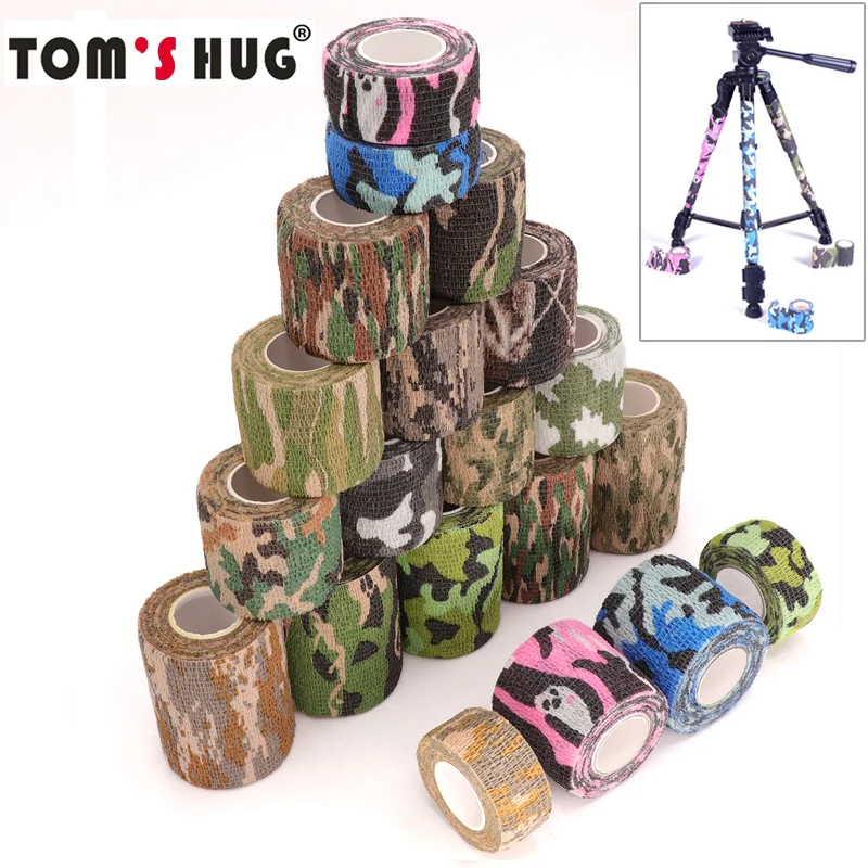 Hunting Camouflage Elastic Bandage 4.8m, Self Adhesive Athletic Tape for Ankle Knee Finger, Breathable Sport Wrap Support Brace