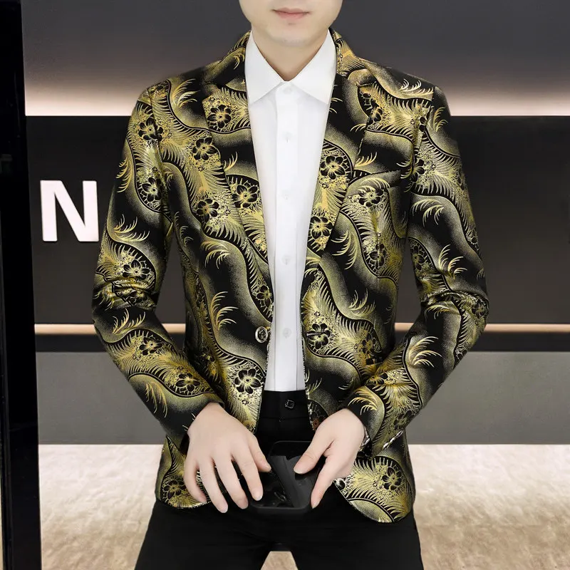 

Fall New Sle Men's Suit Casual Faionable Busin Casual Attractive Youth Polyester Fiber Long Sve Single Button