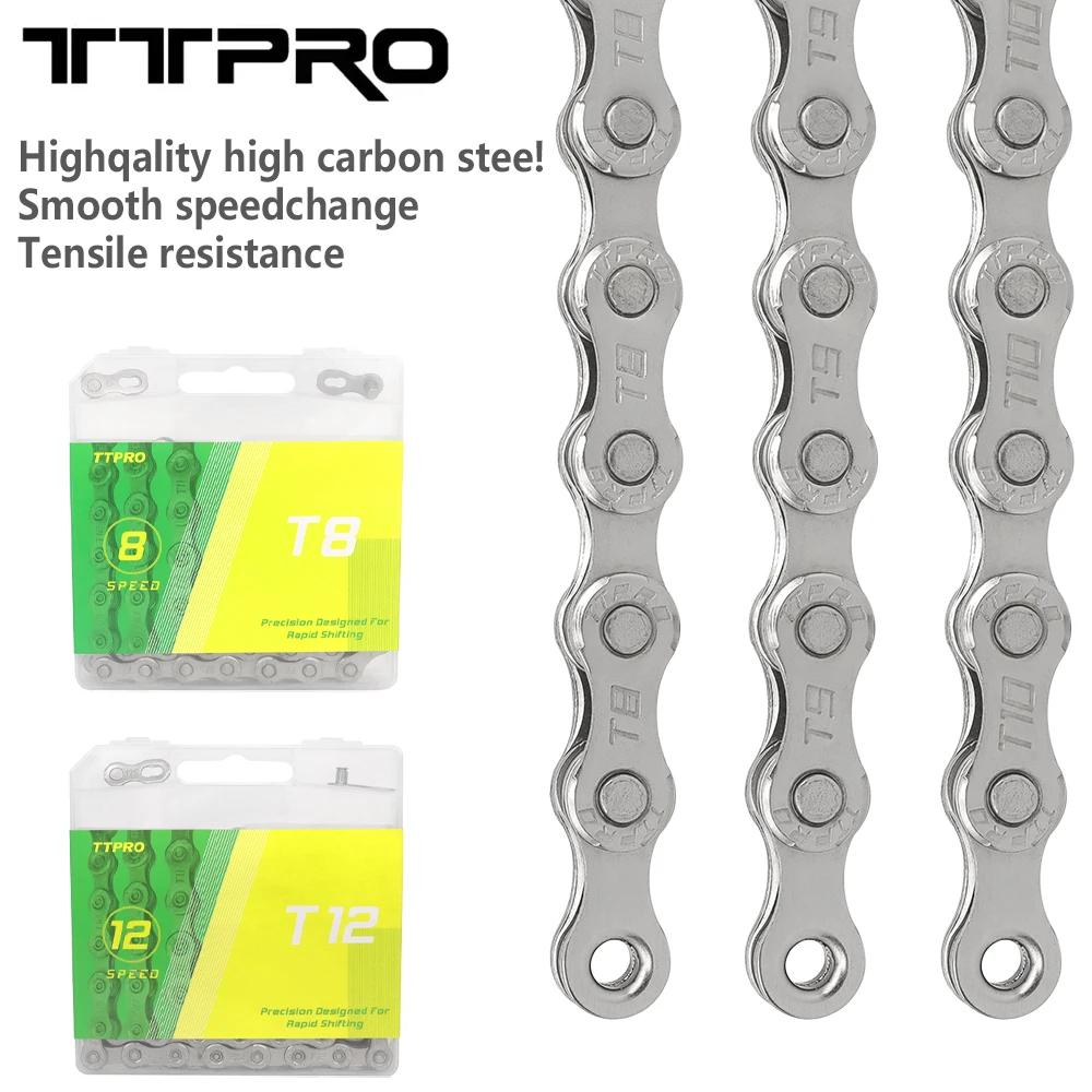 TTPRO MTB Road Bike Chain T8/T9/T10/T11/T12 116L 118L 126L Bicycle Chain 8/9/10/11/12 Speed with Quick-Link for SHIMANO SRAM