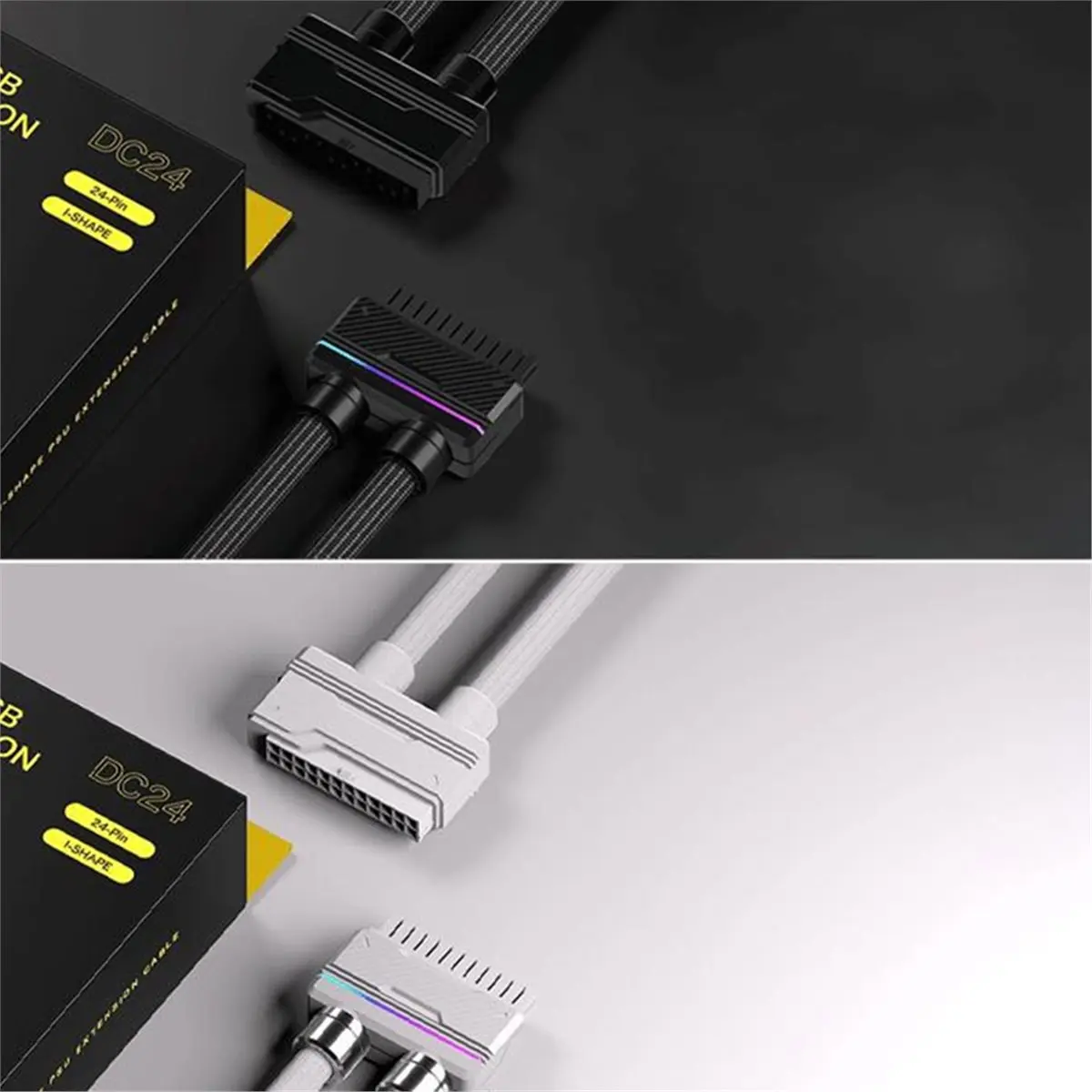 A46U 24-Pin 90-Degree Bendable Modular Cable ARGB Lighting Synchronization Fully Modular 5V 30CM White