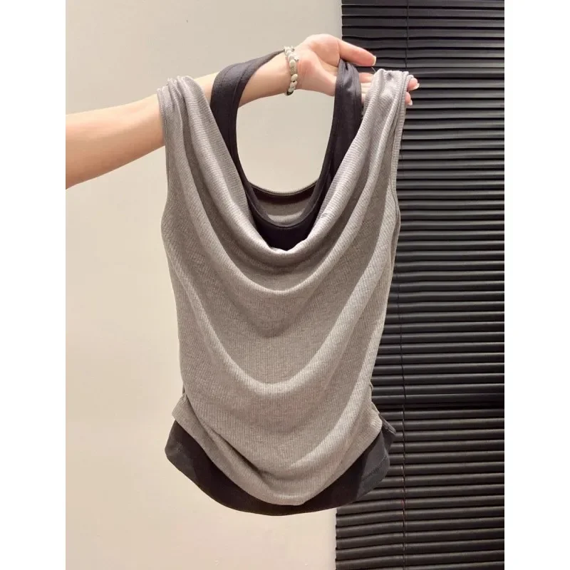 French Sweet Spicy Sexy Halter Neck Swing Collar Camisole Women’s Summer New Chic Waist Top
