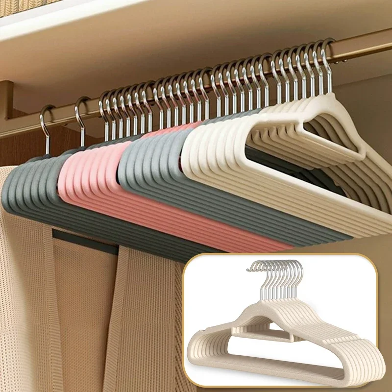 

10/20pcs ABS Flocking Hanger Non-Slip Windproof Drying Clothes For Suit Shirt Camisole High Quality Closet Organizer Save Space