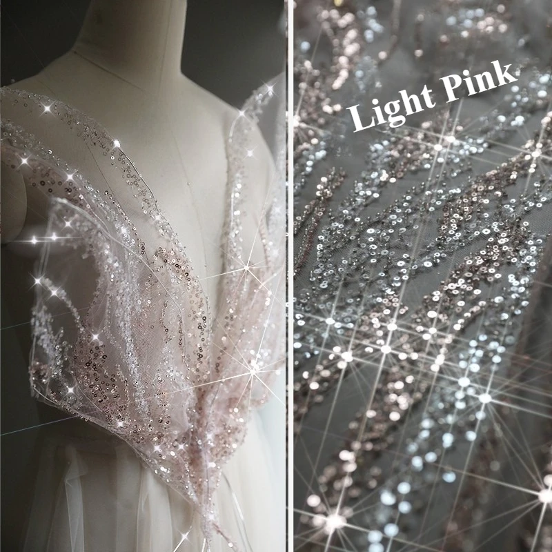 

Sweet Style Light Pink Beaded Embroidery Lace 3D Wing for Wedding Gown Clothing Designer