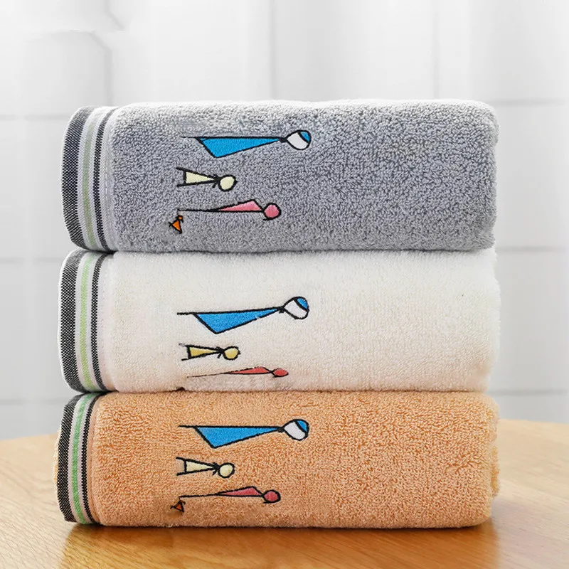 

34x75cm 100% Cotton Thicken Absorbent Embroidered Family Wash Face Wipe Home Bathroom Hand Body Towel