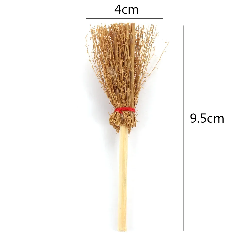 10Pcs Mini Straw Brooms Furniture Model Doll House Decoration Game Toy Funny Miniature Accessories Mini Tiny Pretend Play Toy