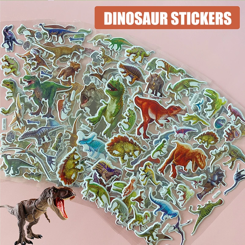 10 Blatt Dinosaurier-Aufkleber für Kinder, Scrapbook-Aufkleber, handgefertigt, DIY-Tagebuch, Bücher, dekorative Kindergeschenke für Jungen und Mädchen