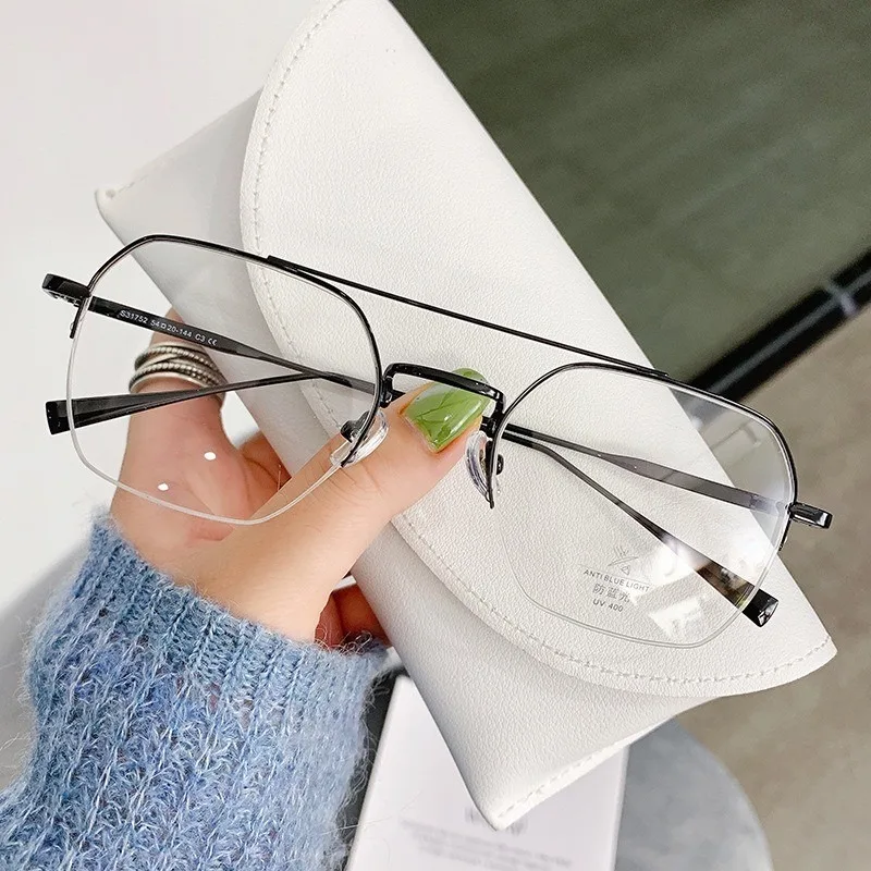 Rechteckige Business-Brille mit Halbrahmen, photochrome Anti-Strahlungs-Brille – Detail 6
