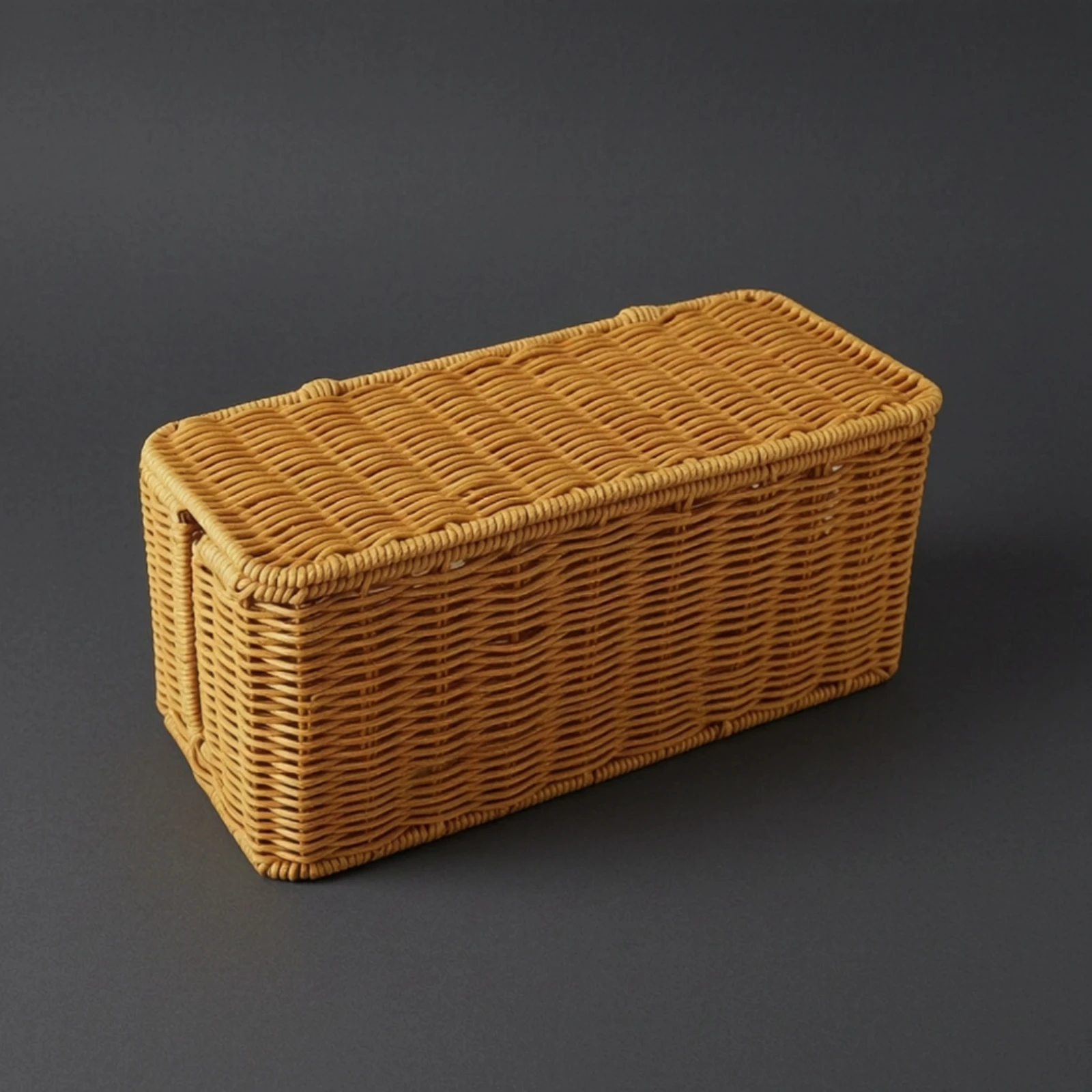 Woven Cable Box with Lid Rectangular Cable Management Box with Lid Rattan Cord Hider Natural Cord Hider with Open Slots Stylish