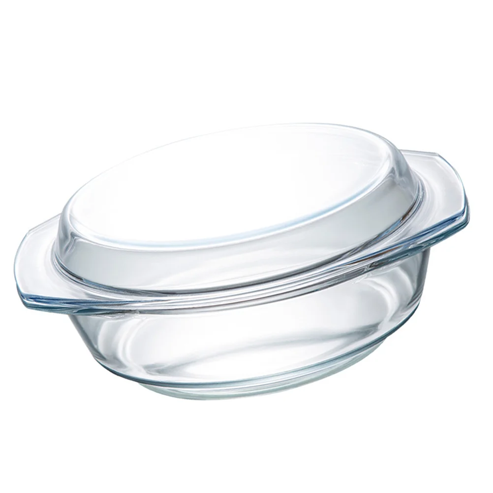 

Tempered Glass Bowl Microwave Roasting Pan Casserole Heat-resistant Pot Heating Glassware with Lid Oven