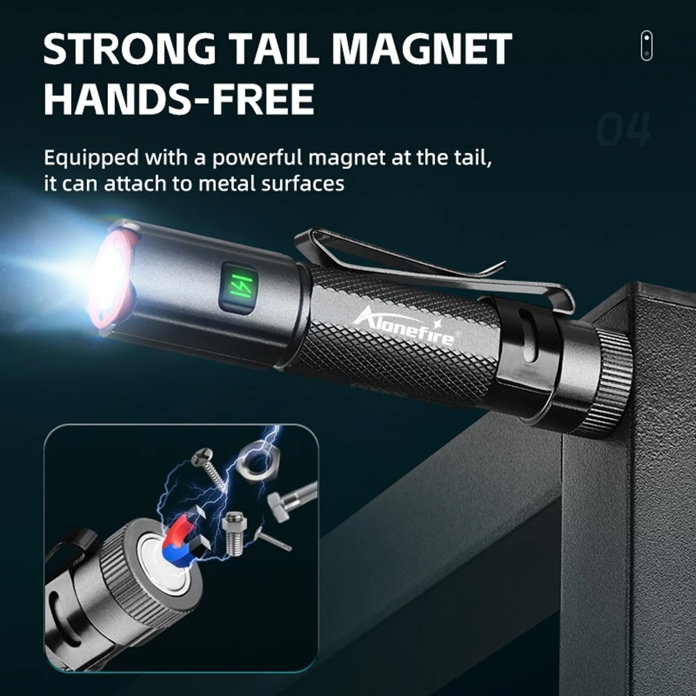 Mini LED Pen Clip Flashlight Portable Keychain Light EDC Type-C Rechargeable Work Light Tail Magnet ﻿Camping Hiking Travel Torch
