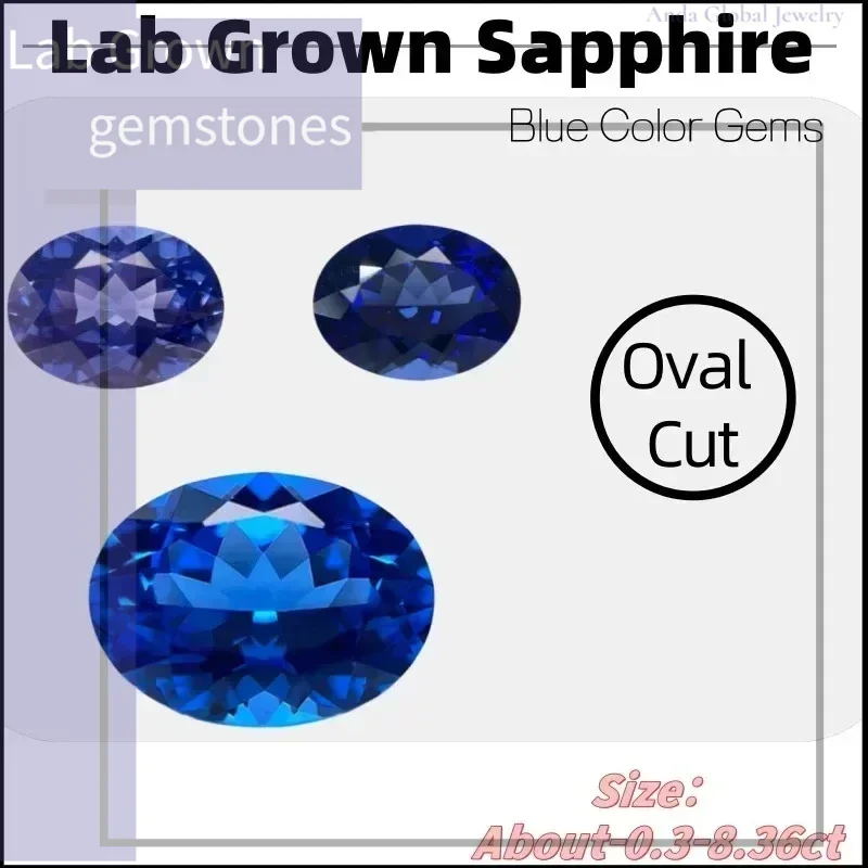 

L-Lab Grown Sapphire Oval Cut Blue Color Gems High Quality Low Cost For Jewelry Setting&Custom Design Selectable AGL Certificate