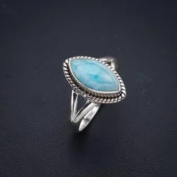 StarGems Natural Larimar  Handmade 925 Sterling Silver Ring 8.75 F0885