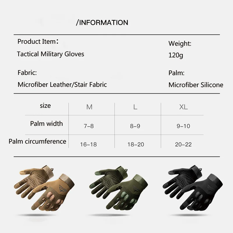 Tactical Gloves Full Half Finger Airsoft Combat Sports Gloves Men\'s Cycling Military Hunting Gloves Winter Work Warm Gloves