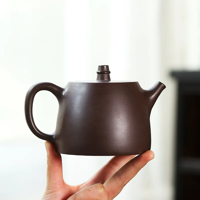 High Quality Goods Yixing Baimu Purple Clay Handmade Teapot Landscape Handuo Large Capacity Tea Set