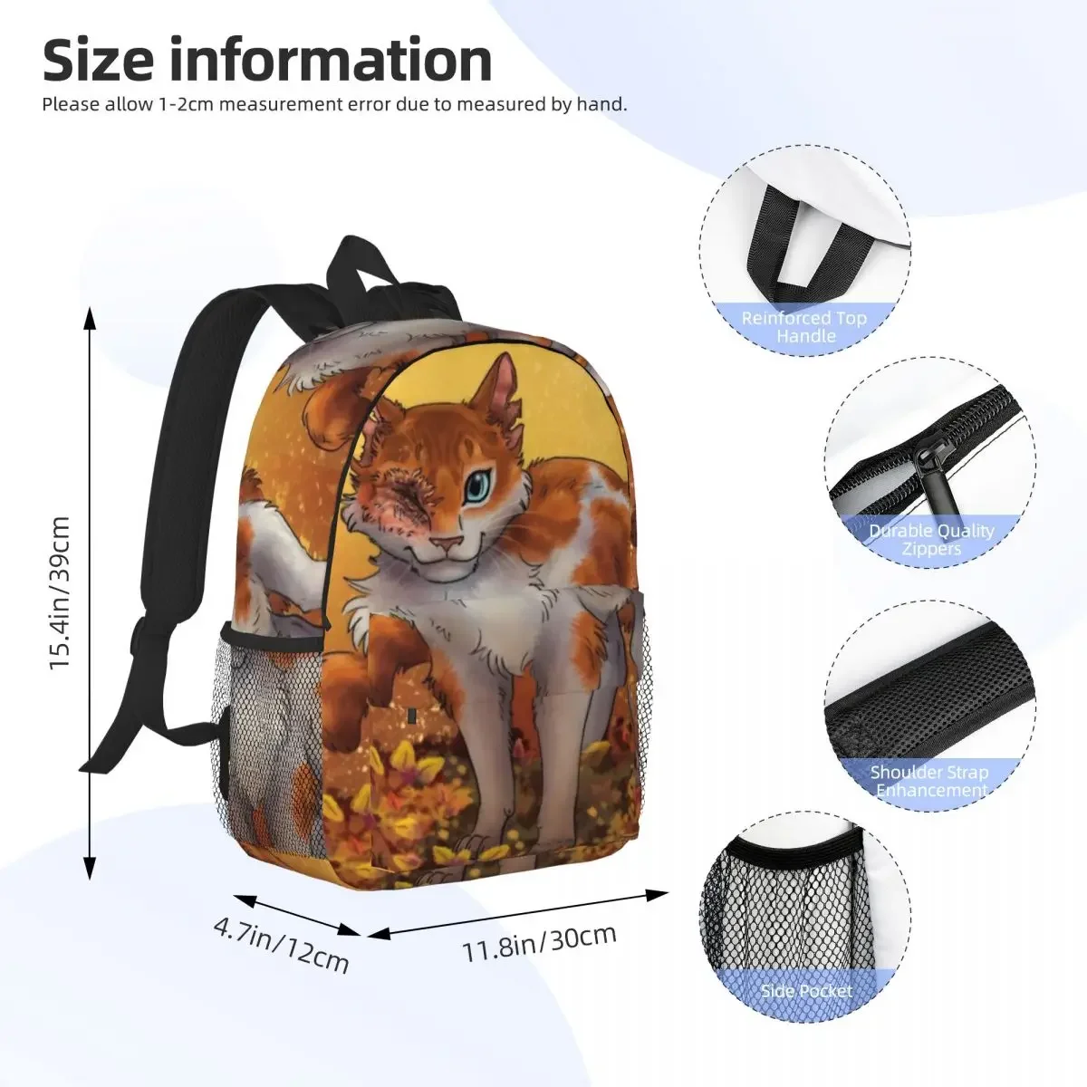 Brightheart, Warrior Cats Thunderclan, Lostface, Cloudtail, Brightpaw Backpack Bookbag School Bags Laptop Rucksack Shoulder Bag