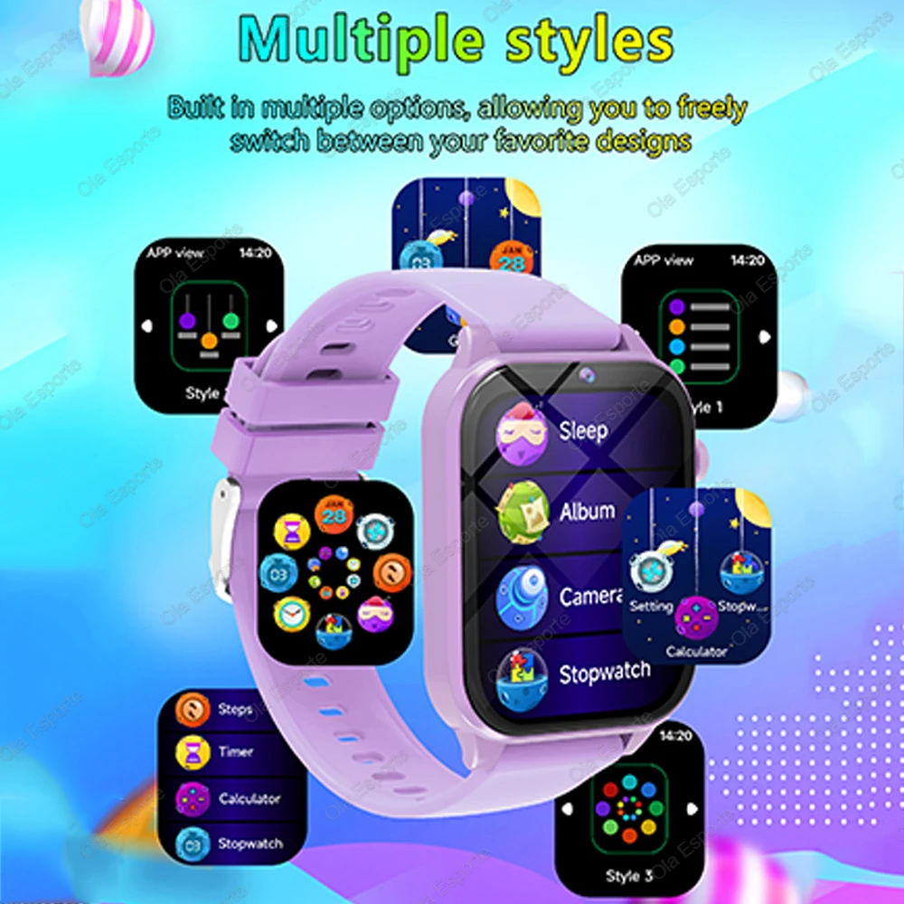 2026 New Kids Camera Smart Watch For Kids Games Sleep Monitor Flashlight Alarm Clock Boy Girl Gift Children Partner Smartwatch image 6