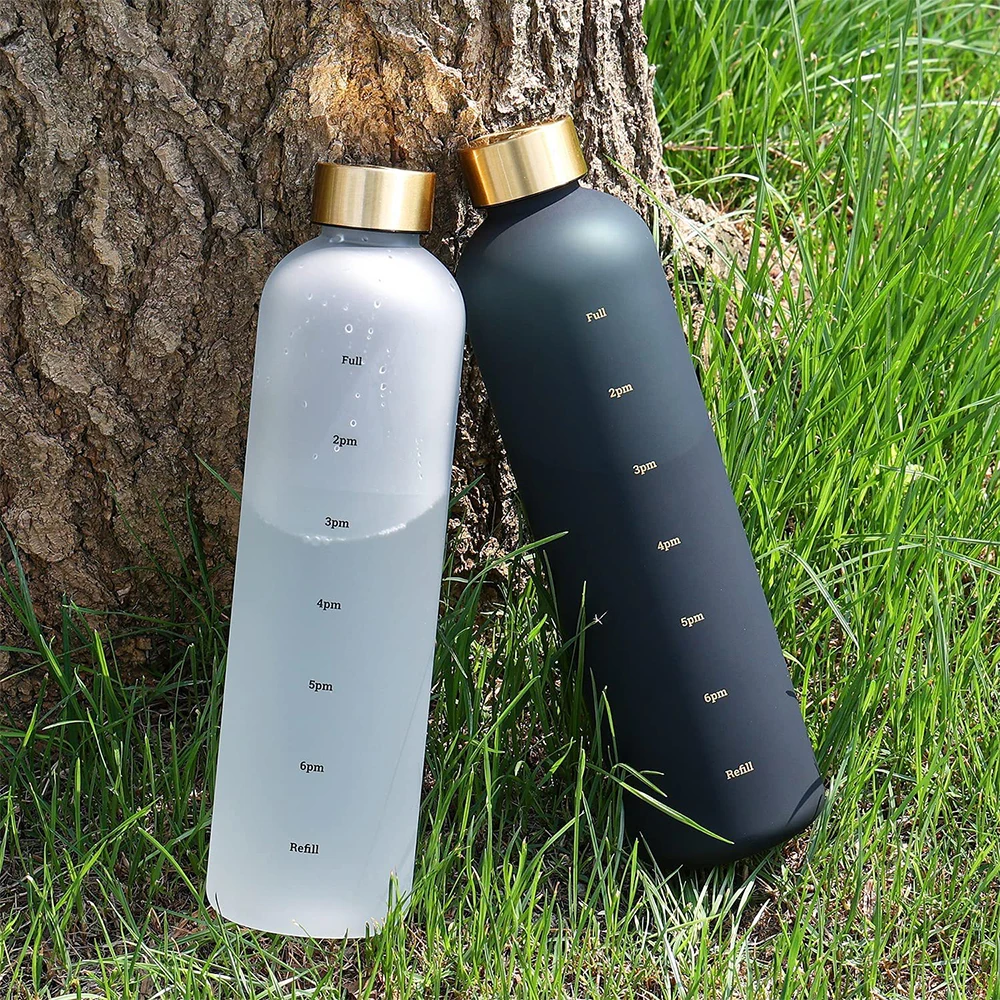 30oz Water Bottle With Time Marker Sports Bottles Large Capacity Reusable for Outdoor 1LCups Travel Portable Leakproof Drinkware