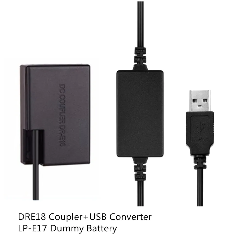لكانون R8 R10 R50 قبلة 8000D EOS المتمردين T6i 800D 9000D كاميرات LP-E17 الدمية بطارية DR-E18 تيار مستمر المقرنة مع 5 فولت USB محول