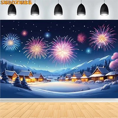 

Christmas Day Wreath Family New Year Party Photography Backdrops Prop Window Living Room Xmas Tree Gift Snow Background VN-13