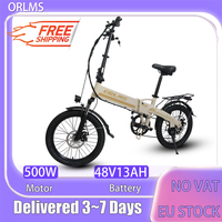 Orlms-S9 Electric Bicycle 500W Peak Motor 48V13AH Lithium Battery Foldable Adult Electric Bike 20 Inch Fat Tire Mountain E-bike