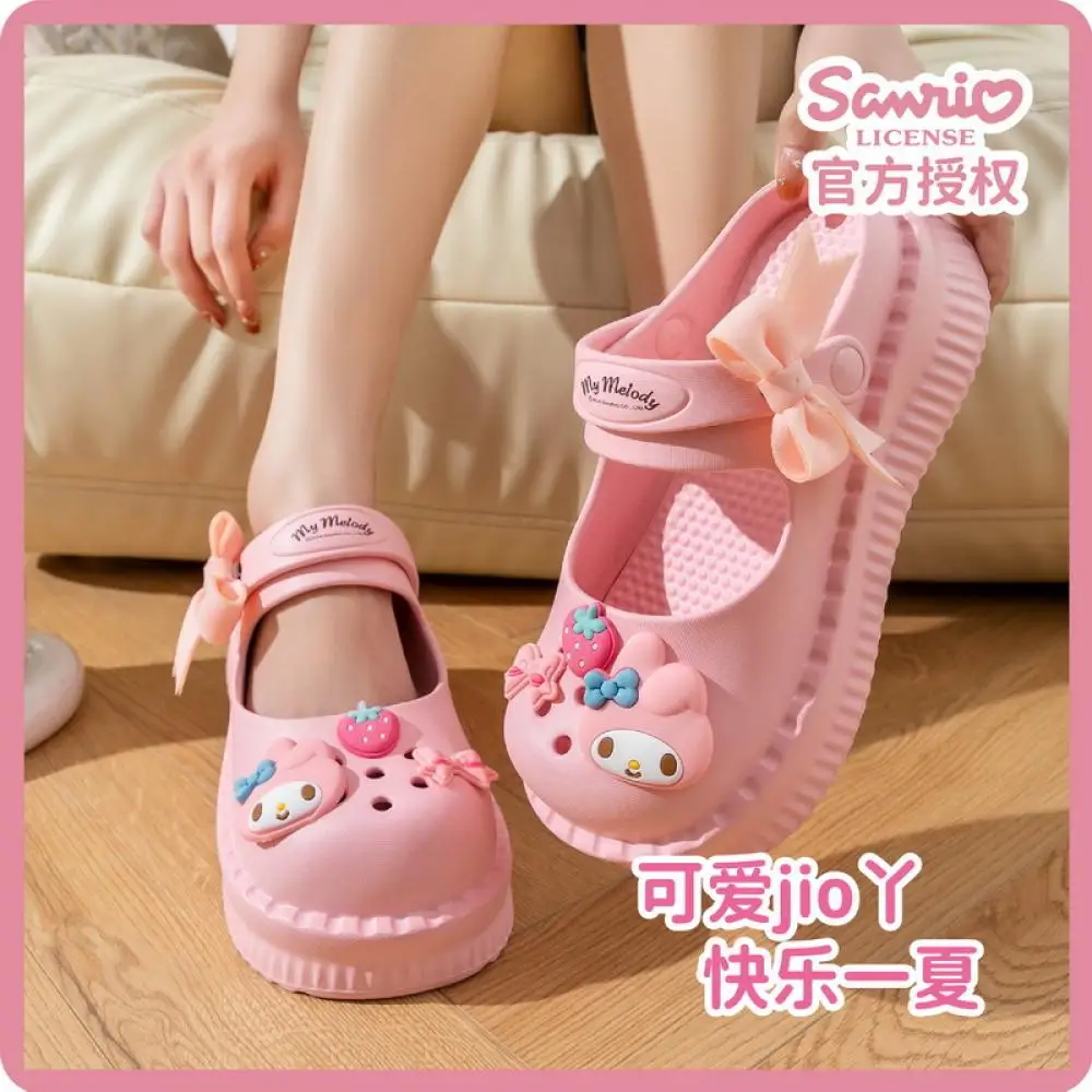 Anime My Melody Cartoon Sandals Sanrio Kuromi Hello Kitty Kawaii Slippers Cinnamoroll Cute Girl Non-Slip Thick Sole Shoes Summer