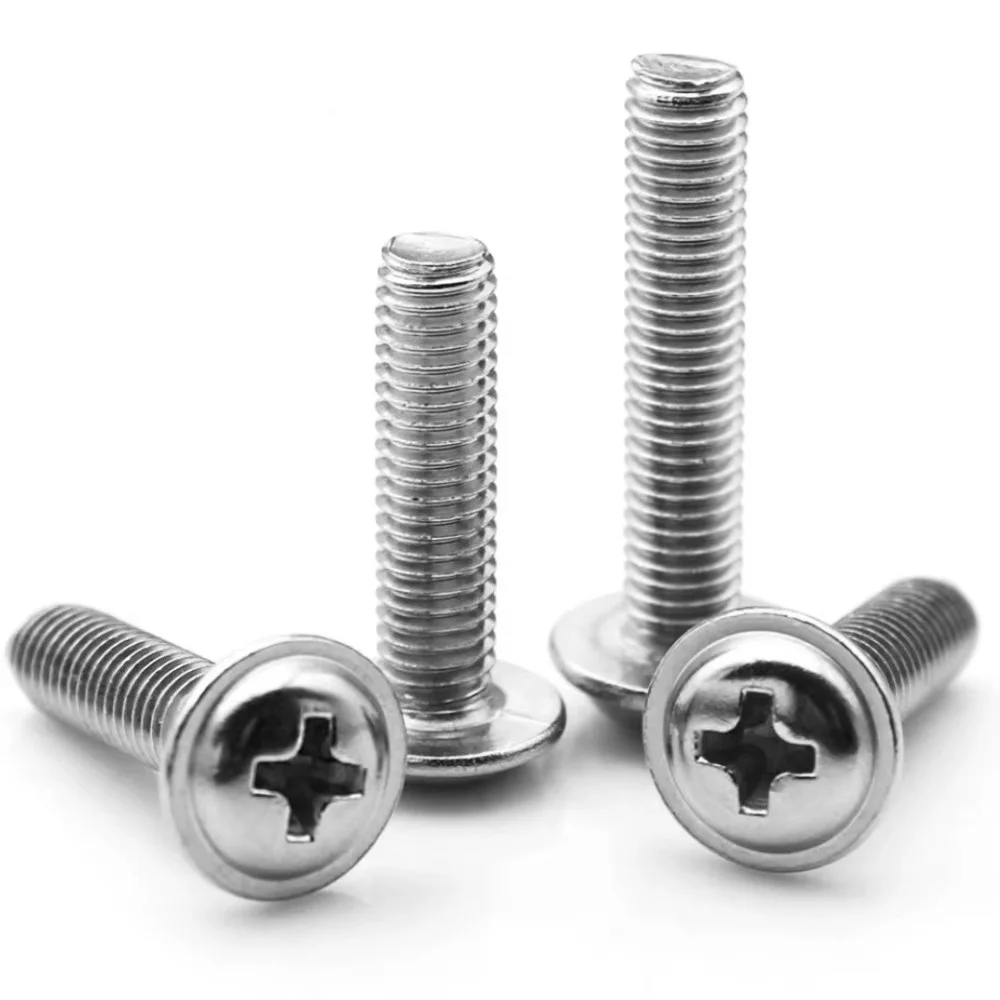 304 Stainless Steel Phillips Pan Head Screws with Washer small machine fasteners for laptops M1.4-M8
