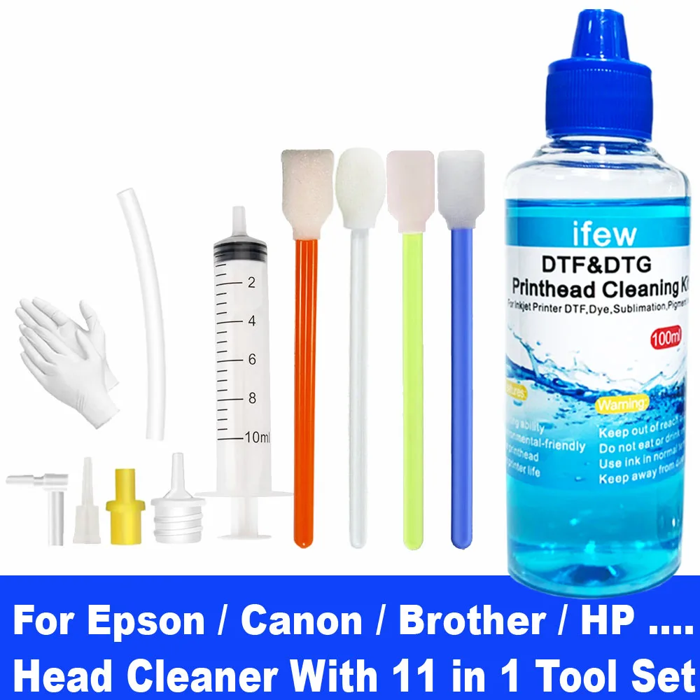 100ML Inkjet Printer Head Cleaning Kit For Epson Hp Brother Canon Nozzle Printhead Liquid Cleaner Head Clean Solution Injectors