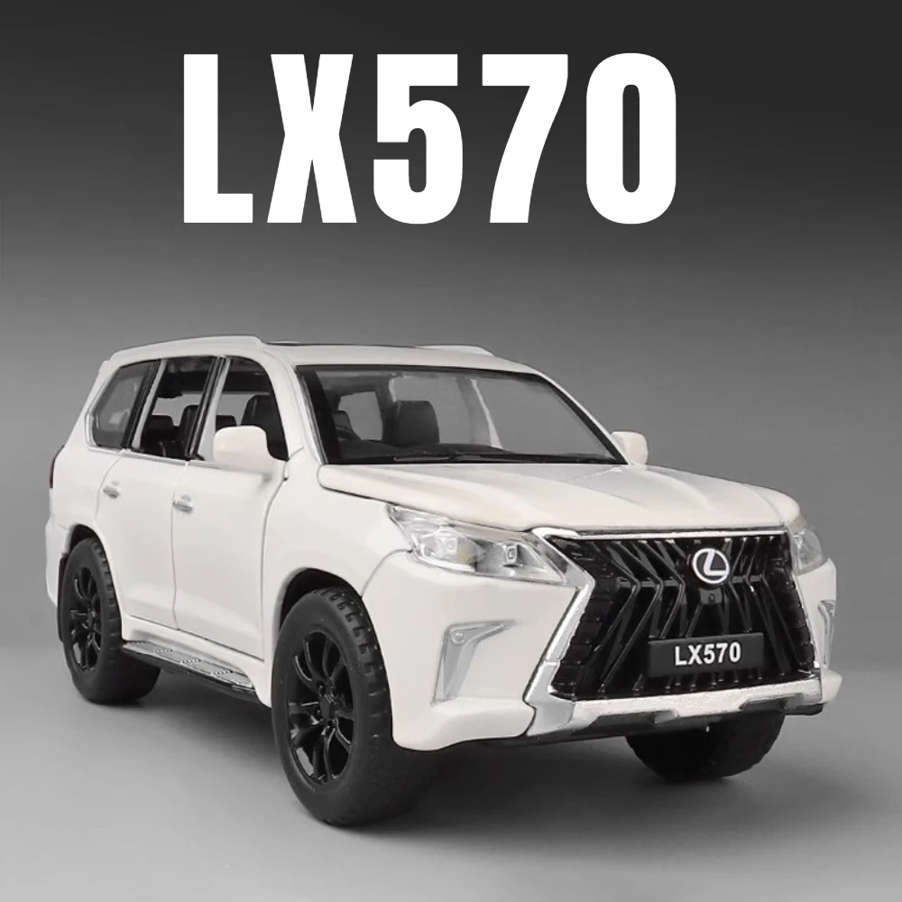 1:32スケール LX570 車模型おもちゃ 合金ダイキャスト ドア開閉 サウンドライト プルバック SUV オフロード車 クリスマスプレゼント 子供向け