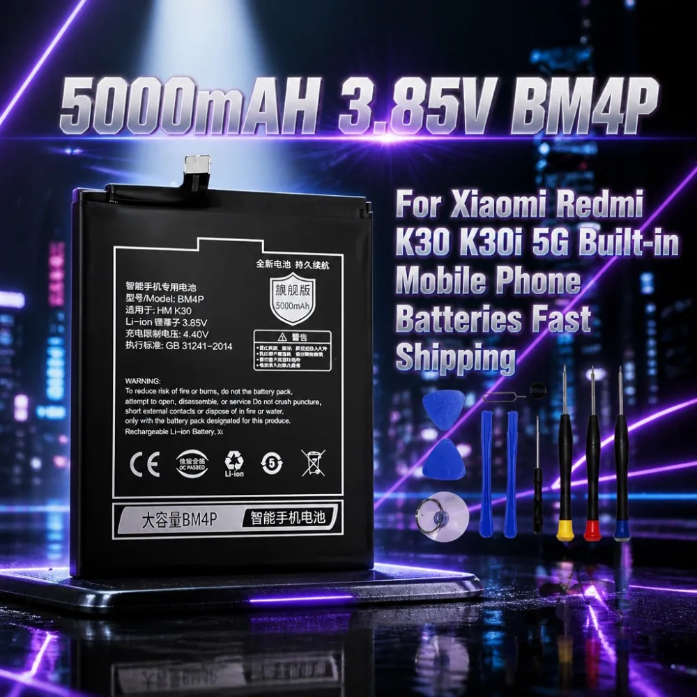 

Large Capacity in Stock 5000mAH 3.85V BM4P Battery for Xiaomi Redmi K30 K30i 5G Built-in Mobile Phone Batteries Fast Shipping
