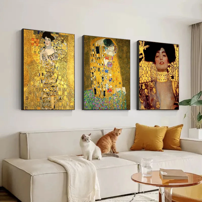 Classic Gustav Klimt Abstract Figure Artwork Kiss Tree of Life Poster Canvas Painting and Prints Wall Pictures Home Decor Gift