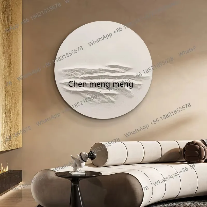smt02 Entrance decorative painting round 3d three-dimensional relief texture hanging painting minimalist living room wall painti