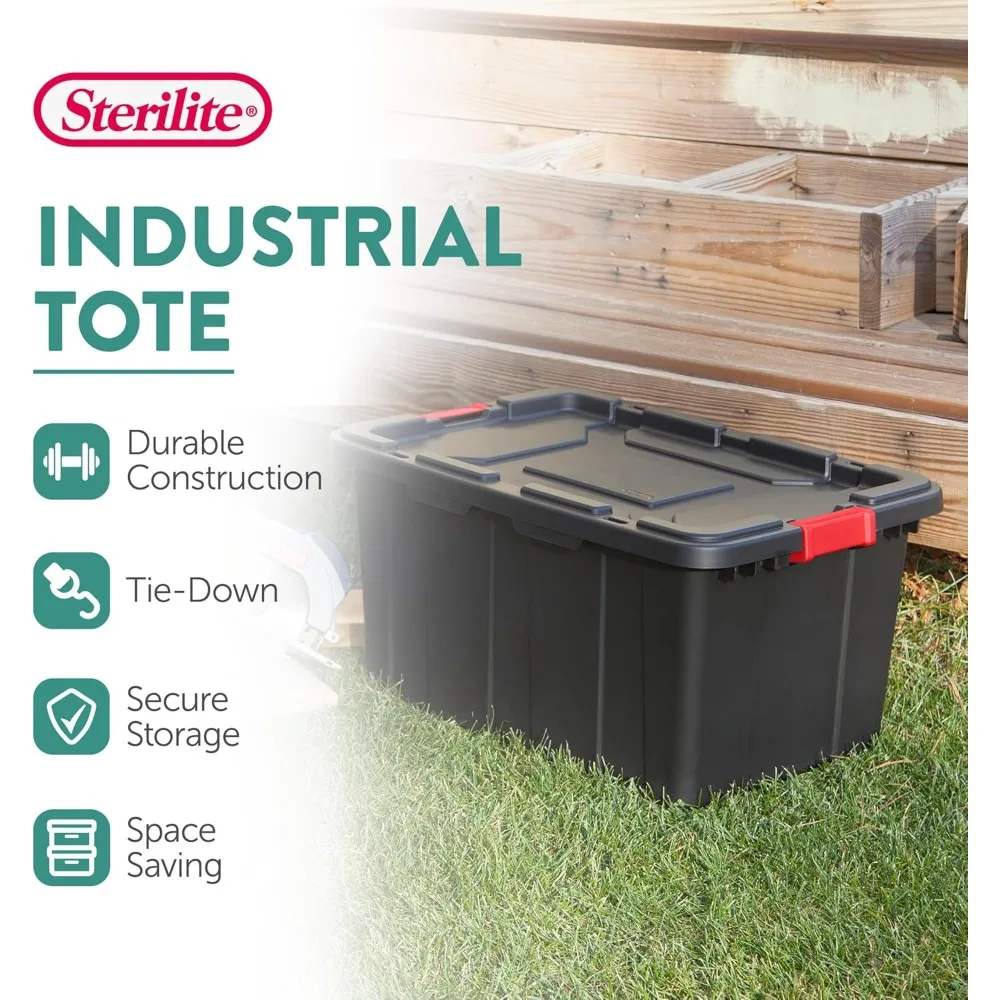 8 عبوات من حقائب اليد الصناعية، صناديق تخزين بلاستيكية مع أغطية، 27 جالون، أسود - حاويات تنظيم شديدة التحمل للخزانة