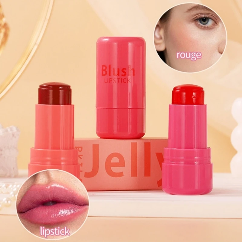 Jelly Powder Blush Stick 3-en-1, Jules, Teinté, Hydraté, Longue durée, 256 Rouge, Contour des joues, Rouge à lèvres, miles du visage, Maquillage