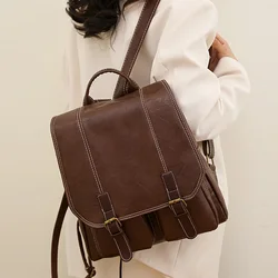 2026 New Women Backpack Soft Leather Large Capacity Travel Backpacks Vintage School Bag for Teenage Girls Men Female Laptop Bags