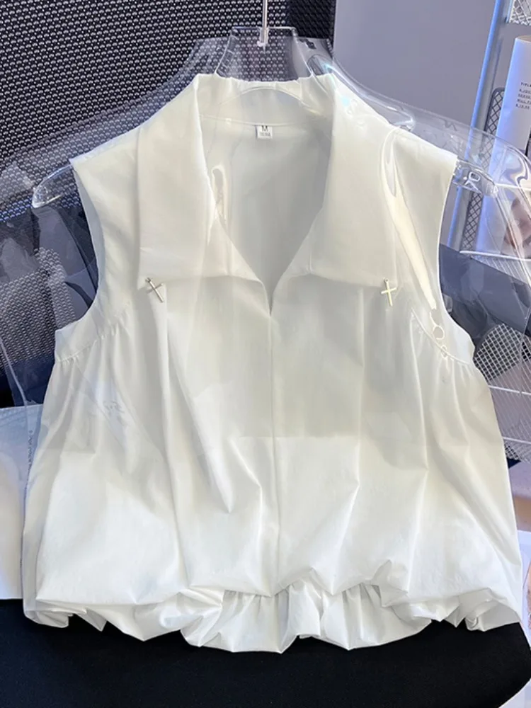 الصيف ort Svel طوق المرأة irt الكورية Sle فضفاضة تناسب الأزهار تصميم القطن مزيج الألياف المرنة عارضة أعلى #1