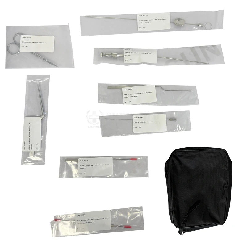SY-XN16 Tympanoplastia Myringoplastia Conjunto de instrumentos de cirurgia de reconstrução de ouvido médio Conjunto de cirurgia de miingotomia Instrumentos de ouvido