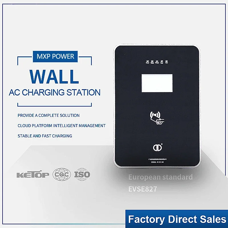 Tumpukan Pengisian Ev Kendaraan Ac 7KW yang dipasang di dinding Penggunaan Rumah Energi Baru