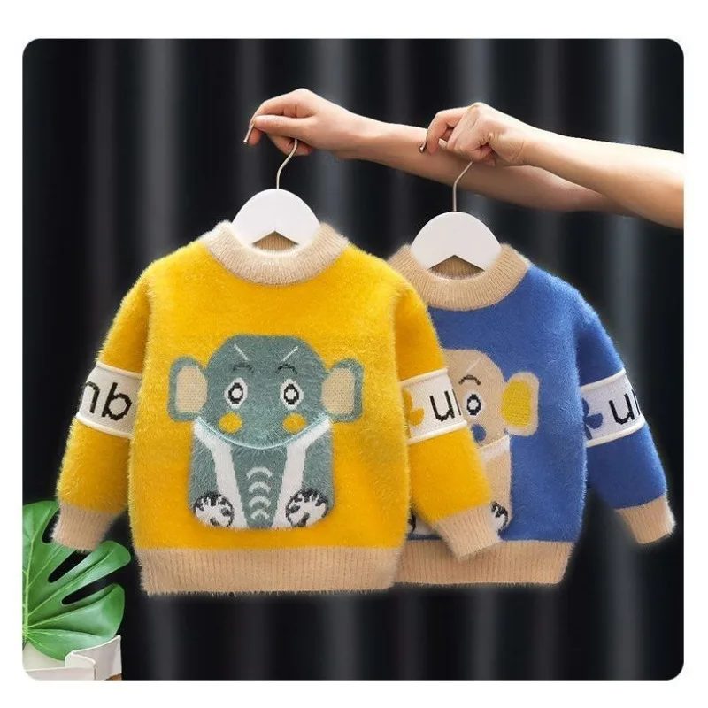 1-6 Years Boys\' Sweater Autumn And Winter New Fashion Warm Children\'s Sweater Cute Baby Jumper Kids Knitted Base Shirt