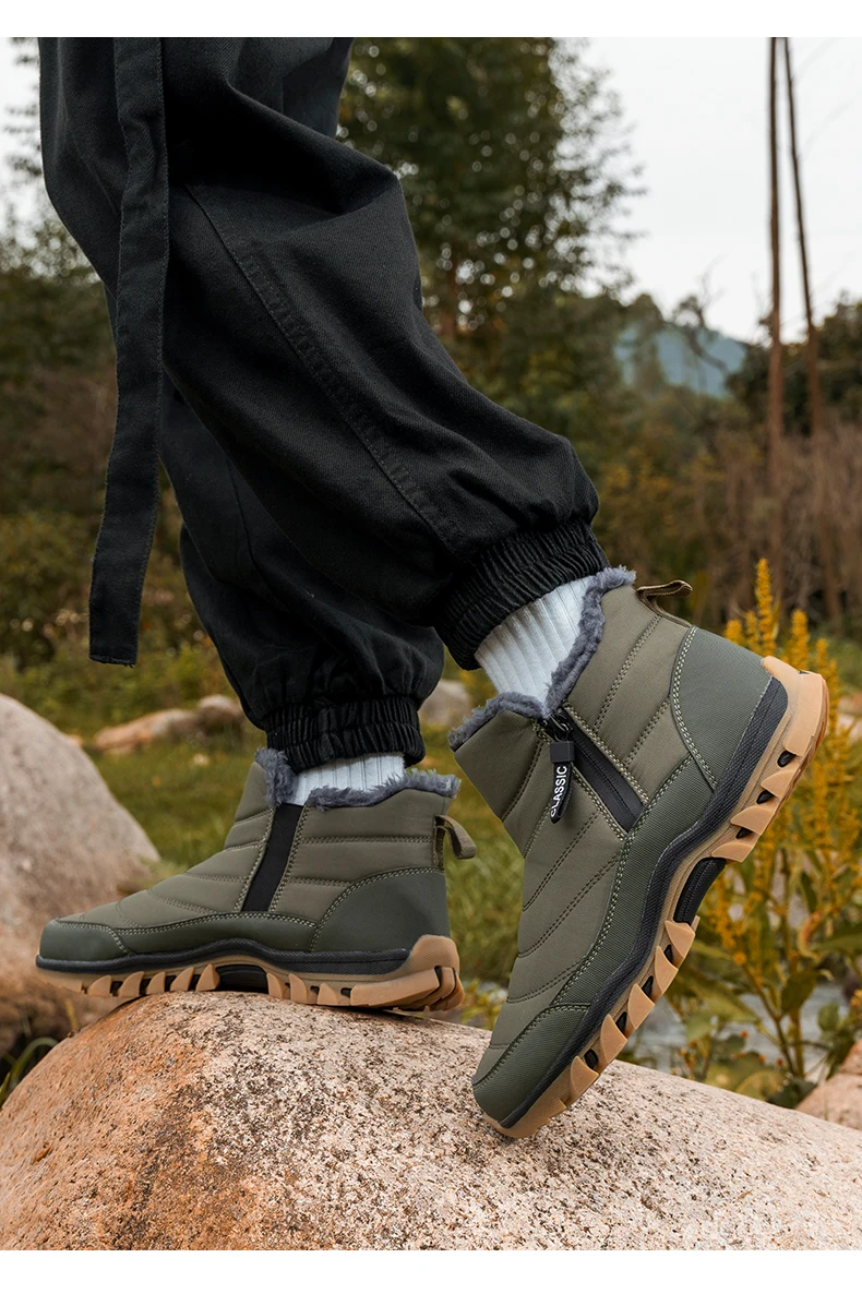 Winterstiefel für Damen und Herren, mit dickem Fleece-Futter, warm, knöchelhoch, mit seitlichem Reißverschluss, rutschfest, wasserdicht, für den Außenbereich, Winterschuhe. – Detail 5