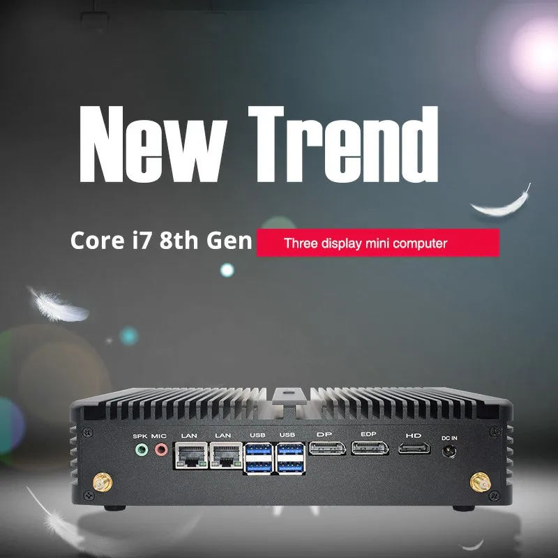 كمبيوتر صغير بدون مروحة منخفض الطاقة مع كور I5 8250U DDR4 RAM ثنائي LAN جديد-قابس الولايات المتحدة/الاتحاد الأوروبي كمبيوتر صناعي #5