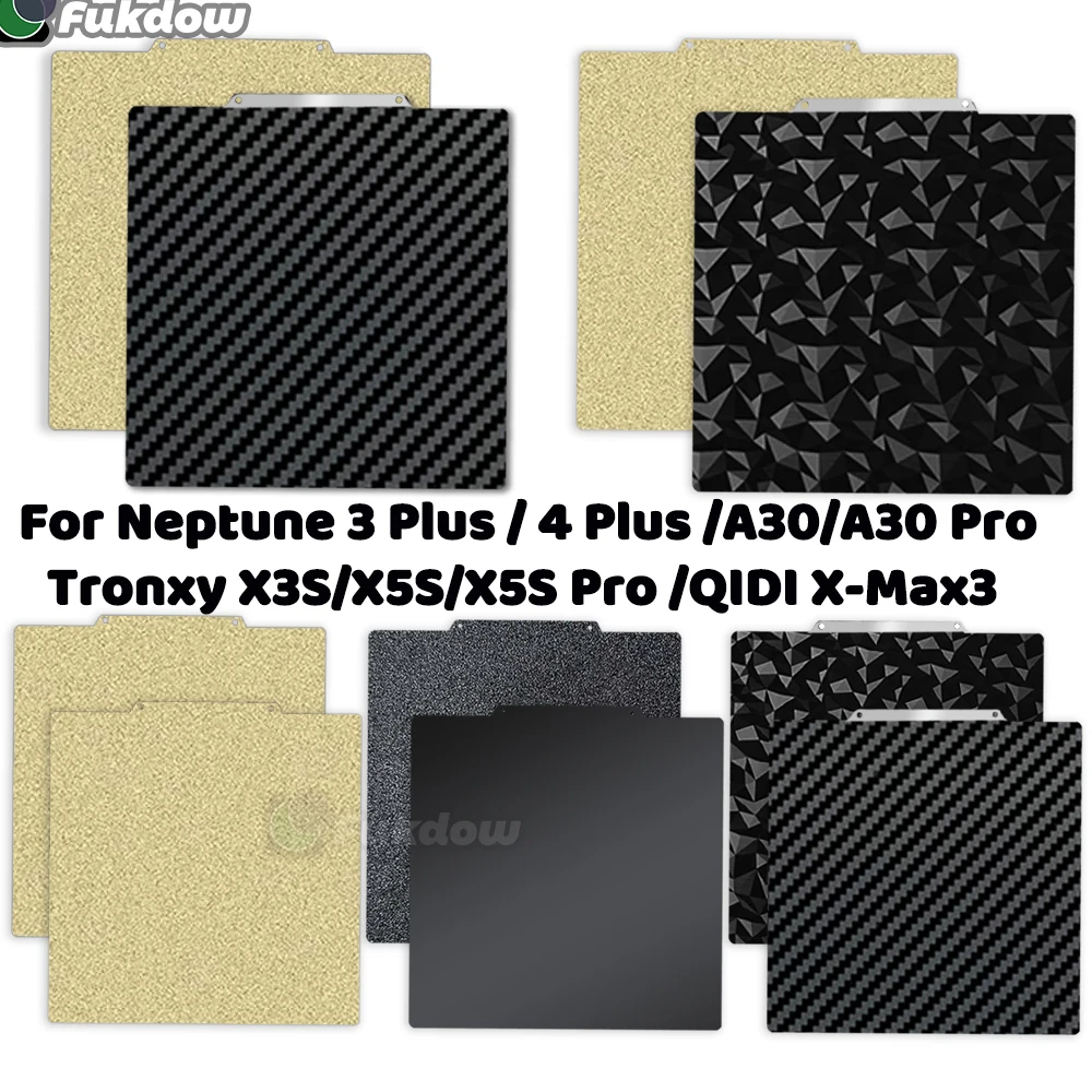 For Elegoo Neptune 4 Plus/3 Plus PEI Build Plate 330x330mm Double Sided Textured PEI Spring Steel Sheet for X5SA Pei 330x330