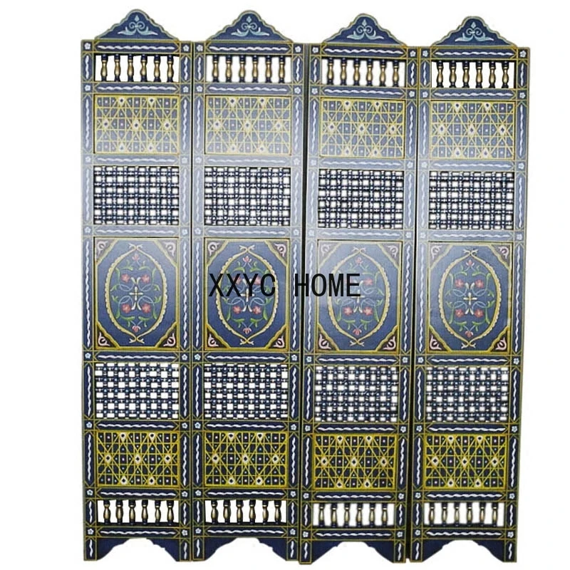 

Мебель-перегородка из цельного дерева в стиле Южной Восточной Азии, расписанная вручную, SC166-1, складной экран с ручной росписью в Марокко