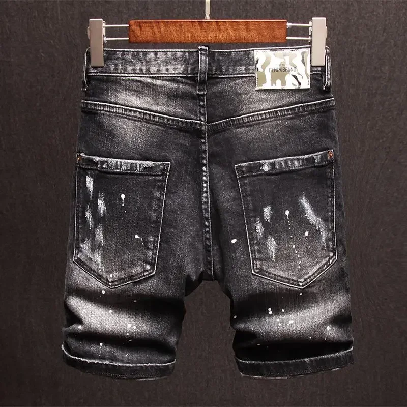 

With Pockets Bermuda Male Denim Shorts Ripped Half Skinny Men's Short Jeans Pants Long Slim New in Xl Jorts Original Cut Emo