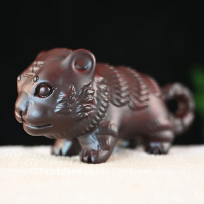 Factory Wholesale African Blackwood Wooden Little Tiger Wood Carving Crafts Ornaments Chinese Household Gift Giving Presents